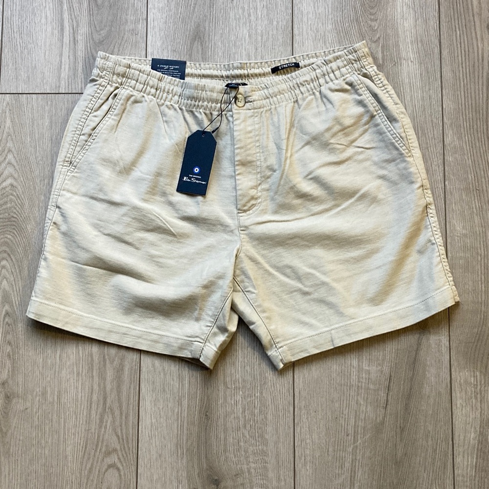Ben Sherman Stretch Chino Shorts Men’s XL Stone Khaki NWT Cruise Beach Summer